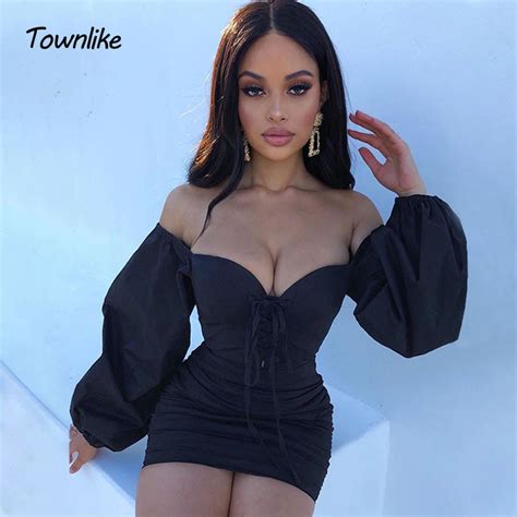 Townlike White Lace Up Sexy Dress For Women Off Shoulder Mini Backless Summer Dress 2020 Pleated