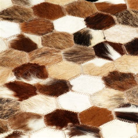 Öko lammfell teppich patchwork grau beige 180 x 120 cm. Teppich Echtes Kuhfell Patchwork 120×170cm Braun/Weiss ...