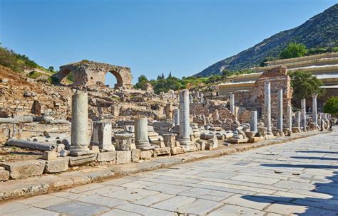 Ephesus Ancient Greek Ruins In Turkey Stock Image Image Of Library