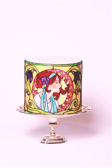 Mucha In Stained Glass Art Deco Cake Hand Painted Cakes Sweets Art