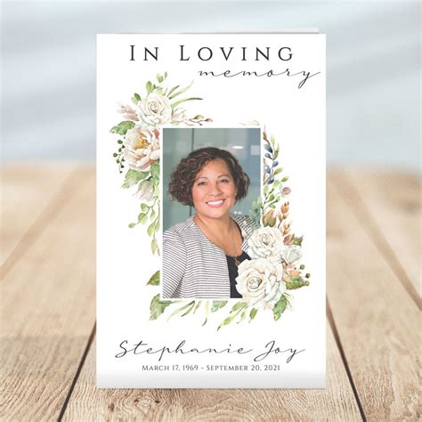 Floral Funeral Program Template Obituary Printable Black And White