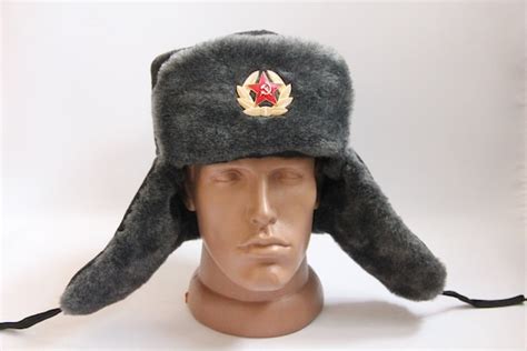 Vintage Winter Faux Fur Hat Soviet Army Design Ushanka Hat Etsy