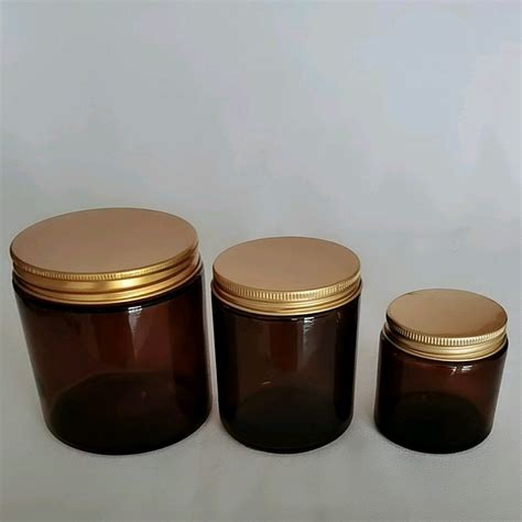120ml 250ml 500ml Amber Glass Jar For Candle Making With Metal Gold Lid Buy Glass Jar With
