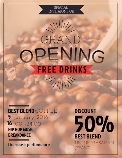 Coffee Shop Grand Opening Flyer Poster Template Design Grand Opening