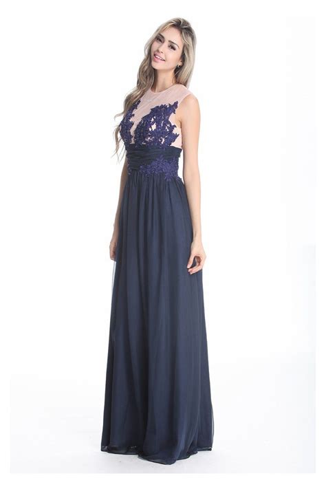 Navy Blue Lace Long Prom Dress 119 Ck245