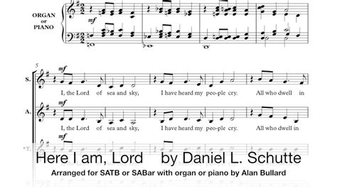 Here I Am Lord By Daniel L Schutte Arranged By Alan Bullard For