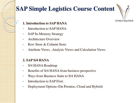 PPT - SAP Simple Logistics Course Content PPT PowerPoint Presentation