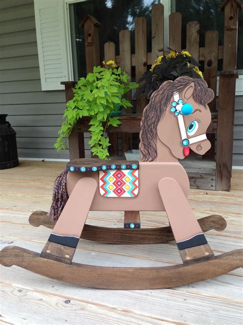 Wood Rocking Horse Hand Crafted And Painted By Sherrylpaintz Rocking