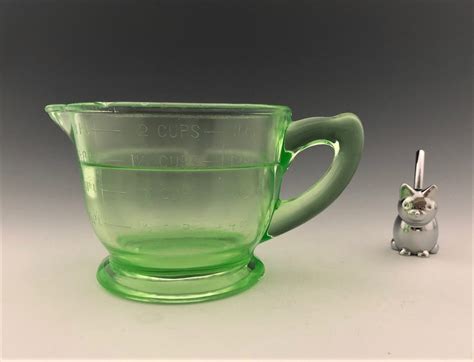 Uranium Glass Measuring Cup Cup Capacity Green Depression Glass