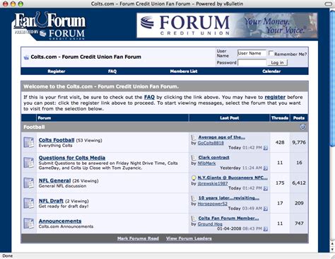 FORUM sponsors Indianapolis Colts online 'Fan Forum'