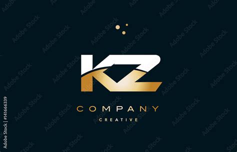 kz k z white yellow gold golden luxury alphabet letter logo icon template stock vector adobe stock