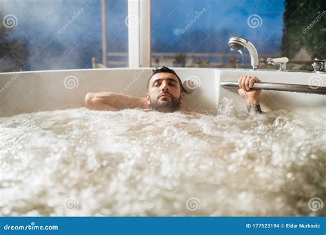 Man Relaxing At Home In The Hot Tub Bath Ritualspa Day Moment In