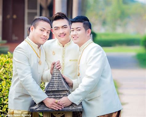 Three Gay Thai Men Tie The Knot In Fairytale Ceremony Daily Mail Online