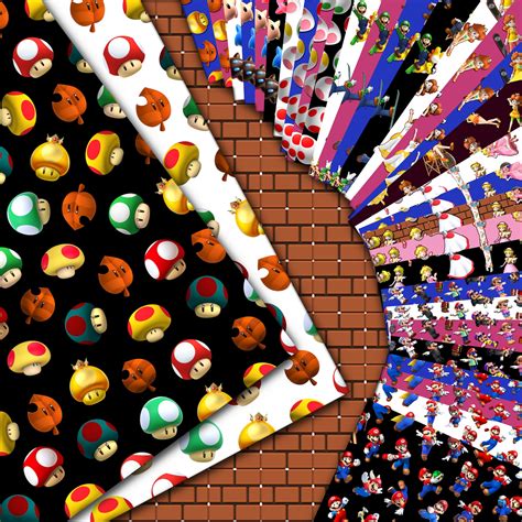 Super Mario Digital Paper Set Seamless Textures Tropical Etsy