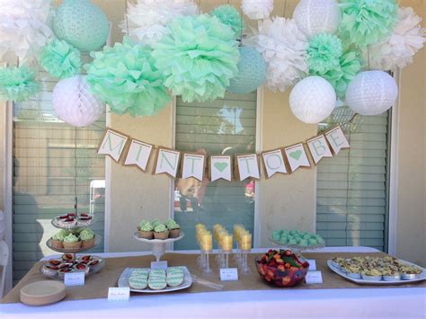 If you're searching for more affordable ways to supplement your decor, check out this list. Bridal shower- Mint to Be! Tissue paper Pom decorations ...