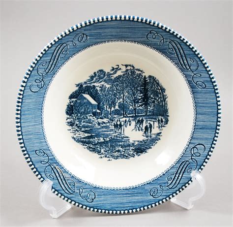 Royal China Currier And Ives Blue Soup Bowl Early Winter