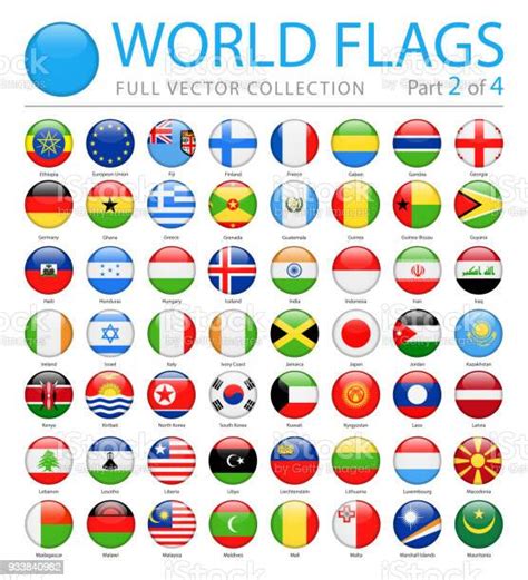 World Flags Vector Round Glossy Icons Part 2 Of 4 Stock Illustration