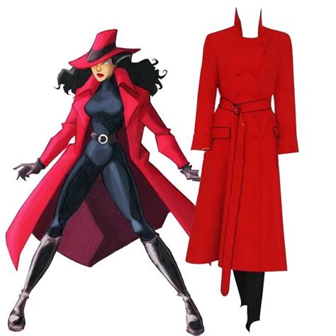 Anime Carmen Sandiego Cosplay Costume Uniform Full Set Red Outfits