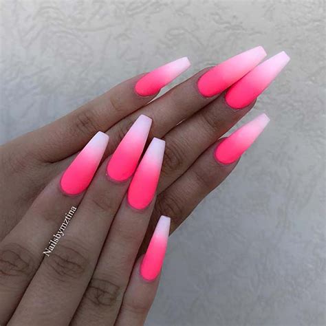 45 Fun Ways to Wear Ballerina Nails | Page 4 of 5 | StayGlam These beautiful bright blue ombre nails have a very classy oval shape.