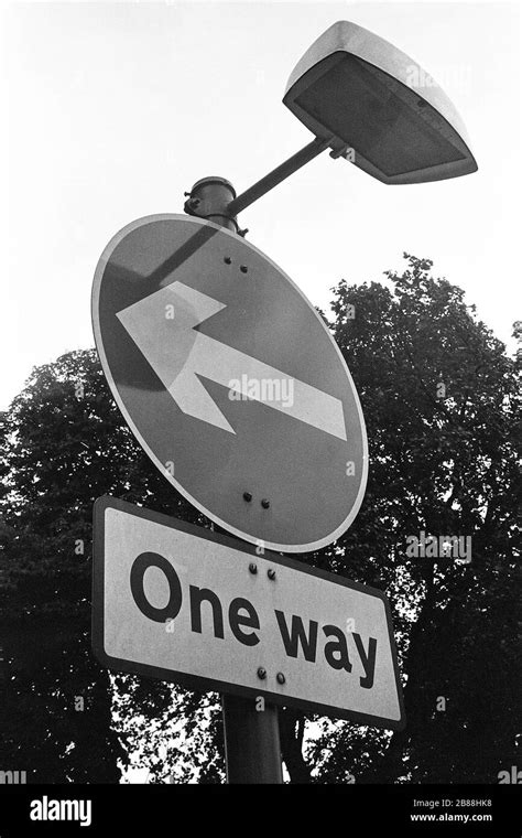 One Way Sign Road Signukvintage 1960s Stock Photo Alamy