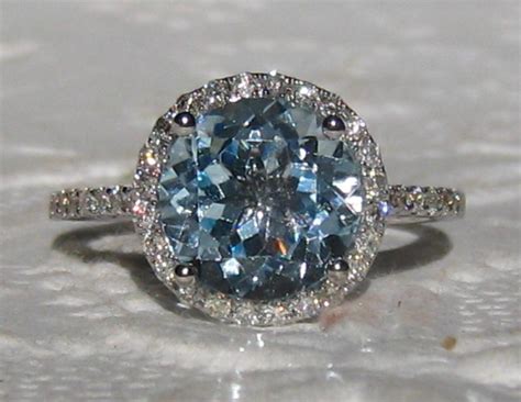 Average customer rating 4.9 out of 5 stars. Aquamarine Engagement Ring White Gold Diamond by JuliaBJewelry
