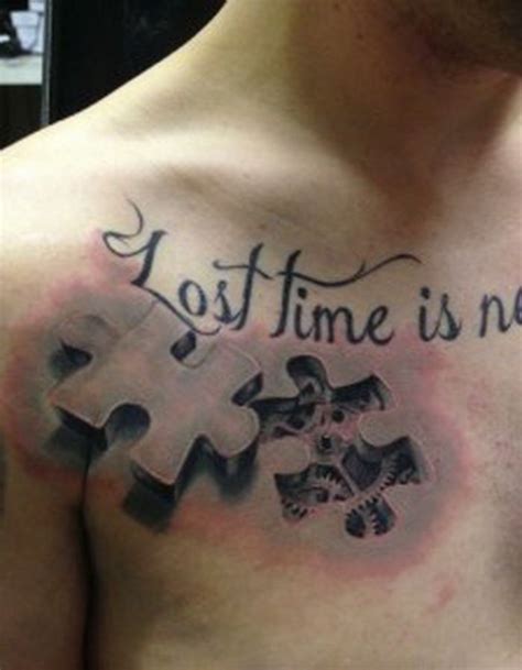 More images for puzzle piece autism tattoo ideas » Cool Tattoo Design Ideas | 3d puzzle piece tattoo on chest ...