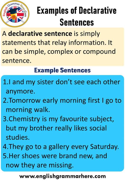 5 Example Of Declarative Sentence English Grammar Here