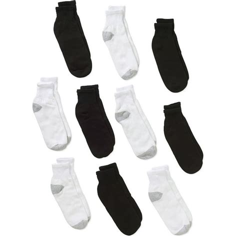 Gildan Mens Cushion Sole Black And White Ankle Socks 10 Pack