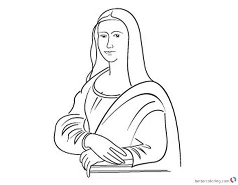 Mona lisa coloring pages are a fun way for kids of all ages to develop creativity, focus, motor skills and color recognition. Mona Lisa Coloring Pages Line Art Clipart - Free Printable ...