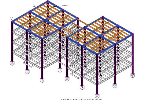Three Level Steel Frame Isometric View Details Dwg File Cadbull