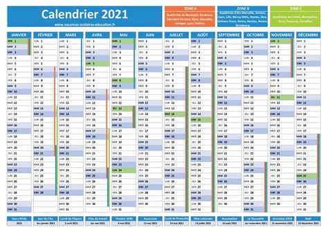 Calendrier 2021