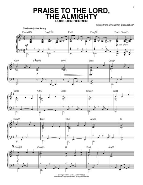 Joachim Neander Praise To The Lord The Almighty Sheet Music Pdf Notes Chords Hymn Score