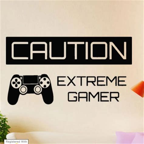 G348 Caution Extreme Gamer Boy Wall Art Stickers Decals Vinyl Home Room