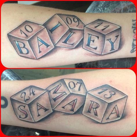 #unbornbaby #miscarriagetattoo #appreciation i recently had a miscarriage earlier this month and i wanted something to remind me of my little baby angel. Baby blocks tattoo DOB | Tats | Baby name tattoos, Tattoos ...