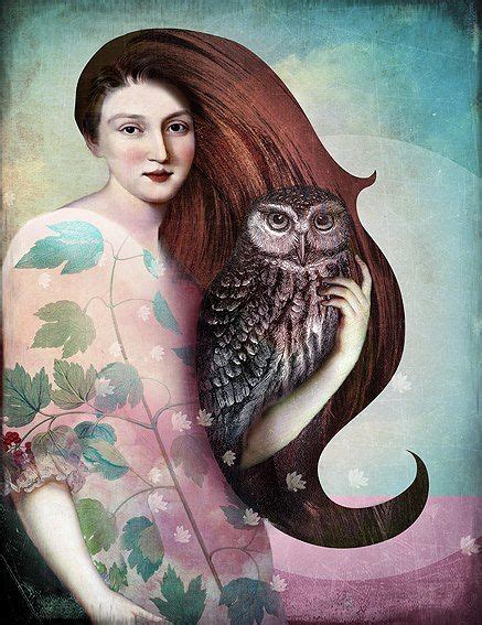 Catrin Welz Stein She And Her Owl Digital Artwork Owl Art Print