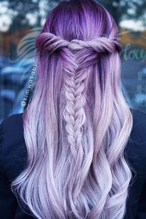 Purple Pastel Hairstyle Ombre Cotton Candy Long Curly Hair