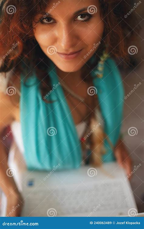 Image Of Young Beautiful Joyful Woman Smiling While Working With Laptop