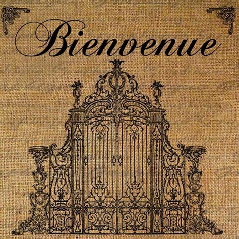 French Word For Welcome Bienvenue With Wrought Iron Gate Etsy