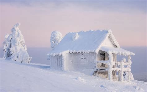 Wallpaper Snow Ice Cabin Arctic Freezing Weather Season