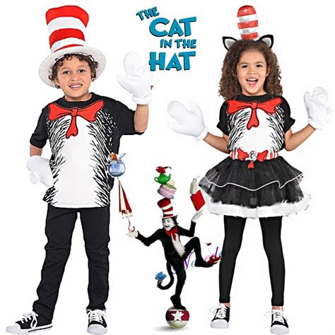 Dr Seuss The Cat In The Hat Costume Kids Funny Cartoon Cat Cosplay