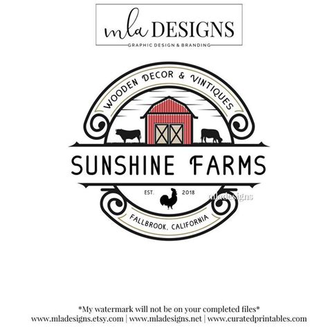 Farmhouse Logo Barn Logo Rustic Logo Farm Floral Logo Premade Logo