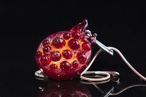 Pomegranate Necklace Glass Pendant Pomegranate Lampwork Etsy