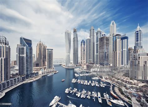 Dubai Marina City Skyline In The United Arab Emirates High Res Stock