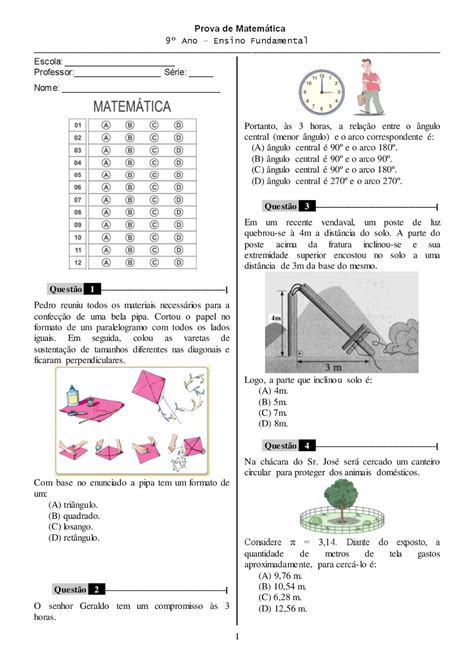 Exercícios De Matemática 9 Ano Com Respostas