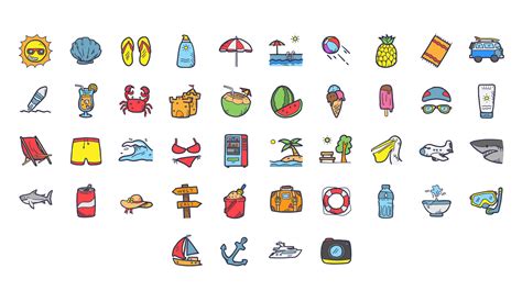 Simple Summer Icon Set Related To Beach Vacation Holiday Vacation