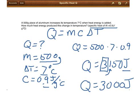 Specific Heat Calculation Science Chemistry Energy Showme