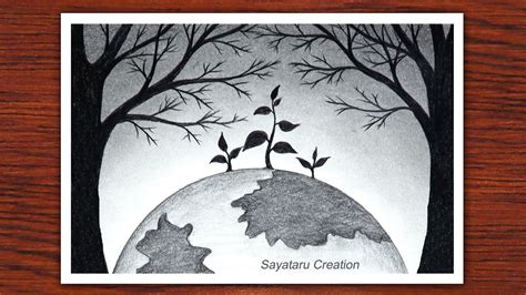 How To Draw World Environment Day Poster Save Trees Save Nature With Pencil Sketch