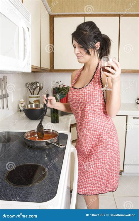 Housewife In The Kitchen Stock Image Image Of Body Brown