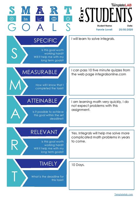 Smart Goals Worksheet For Students