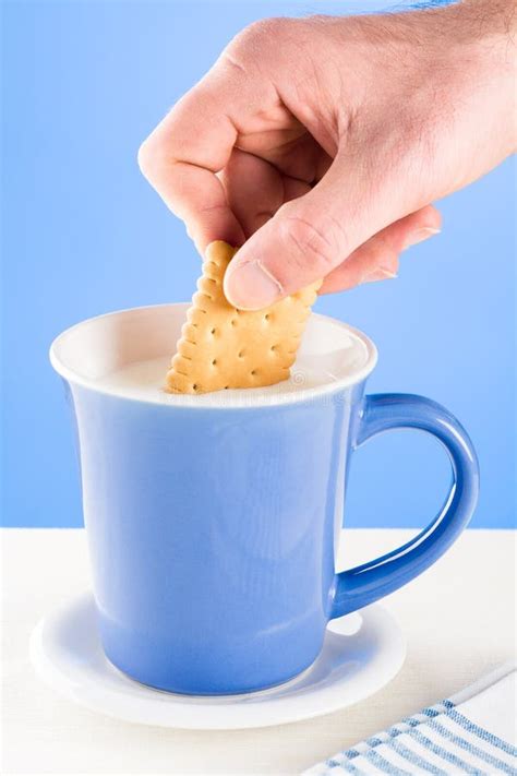 Dipping A Biscuit In Milk Stock Image Image Of Detail 52563521